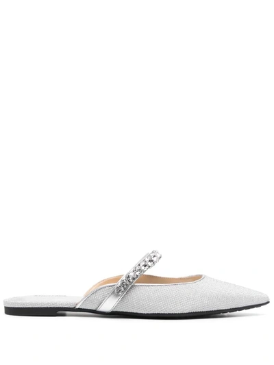 Michael Kors Pointed-toe Crystal-embellished Mules In Silver