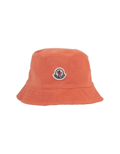 Moncler Reversible Dropped Wide Brim Bucket Hat In Orange