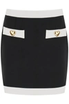 Moschino Couture Heart Buttons Crepe Miniskirt In Multicolor