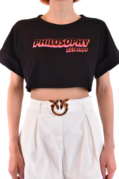 Philosophy Di Lorenzo Serafini T-shirt  Logo Cropped In Cotone In Black