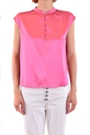 Pinko Band-collar Satin Blouse In Pink