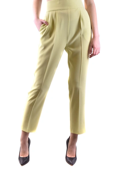 Pinko Pleated Cropped Trousers In Yellow