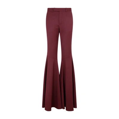 Saint Laurent Flared Trousers In Gabardine In Bordeaux