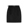 Saint Laurent Gathered Detailed Belted Mini Skirt In Black