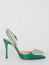 Mach & Mach Triple Heart 110 Crystal-embellished Satin Pumps In Emerald