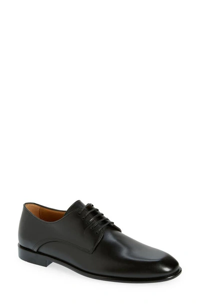 Ferragamo Fosco Plain Toe Calfskin Derby In Nero