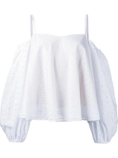 Anna October Puff-sleeve Off-the-shoulder Broderie-anglaise Top In White