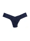 Hanky Panky Signature Lace Low Rise Thong Navy In Blue