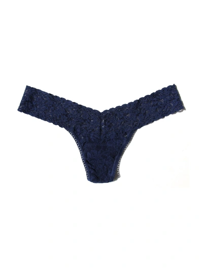 Hanky Panky Signature Lace Low Rise Thong Navy In Blue