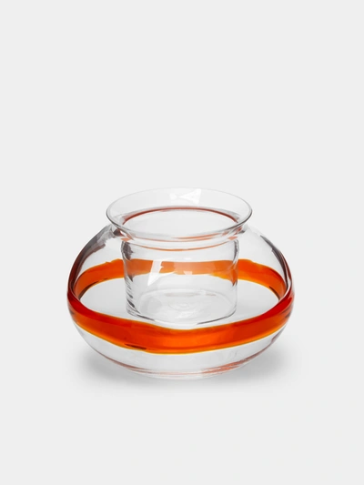 Carlo Moretti Mouth-blown Murano Glass Tealight Holder In Transparent
