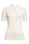 LAFAYETTE 148 MOCK NECK SHORT SLEEVE RIB SWEATER