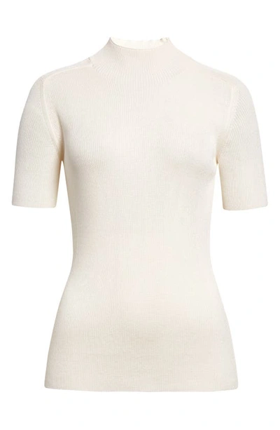 LAFAYETTE 148 MOCK NECK SHORT SLEEVE RIB SWEATER