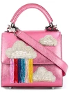 LES PETITS JOUEURS LES PETITS JOUEURS - CLOUDS APPLIQUÉ GLITTERY TOTE ,METAL100%