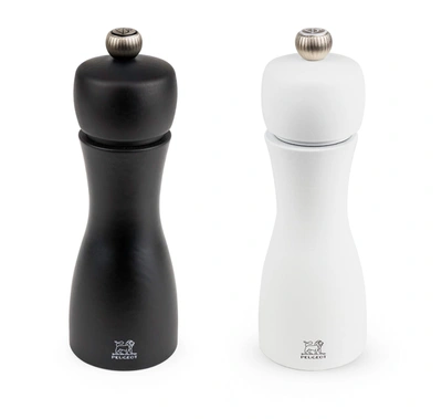 PEUGEOT TAHITI DUO 6 INCH SALT & PEPPER MILL SET, BLACK AND WHITE