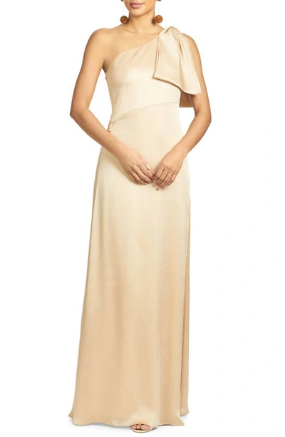 SACHIN & BABI ONE-SHOULDER SATIN CHARMEUSE GOWN