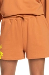 Roxy X Kate Bosworth Organic Cotton Fleece Shorts In Sunburn