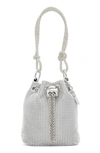 Aldo Marvelax Embellished Bucket Bag In Silver