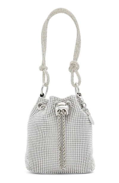 Aldo Marvelax Embellished Bucket Bag In Silver