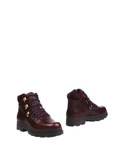 Camper '1980' Lace-up Bootie (women) In Dark Red Leather