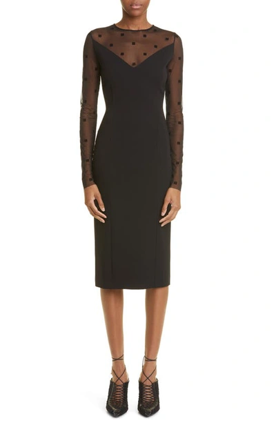 Givenchy Bi-material Dress With 4g Motif In Black