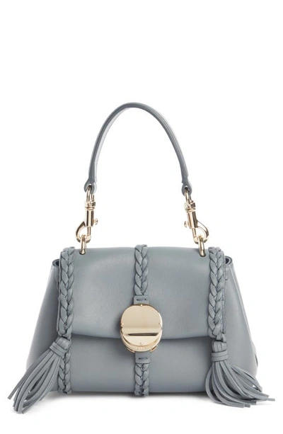 Chloé Penelope Braided Tassel Napa Top-handle Bag In Storm Blue