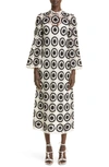 Zimmermann Wide-sleeve Crocheted Dress In Cream/ Black