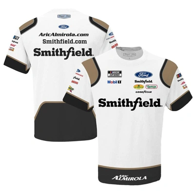 Stewart-haas Racing Team Collection White Aric Almirola Smithfield Sublimated Team Uniform T-shirt