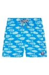 Tom & Teddy Little Boy's & Boy's Fish Print Swim Shorts In Striped Blue