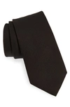 Hugo Boss Solid Black Silk Tie In Black