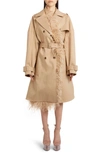 VALENTINO FEATHER DETAIL COTTON TRENCH COAT