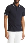 Ted Baker Palos Regular Fit Textured Cotton Knit Polo In Navy