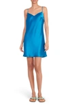 Staud Lydia Mini Slipdress In Island Blue