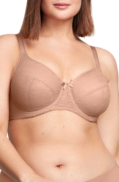 Glamorise Plus Size Full Figure Wonderwire Lace Comfort Bra 9855 In Cappuccino