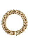 Adornia Women's Gold-tone Plated Crystal Thick Cuban Curb Chain Bracelet In Yellow