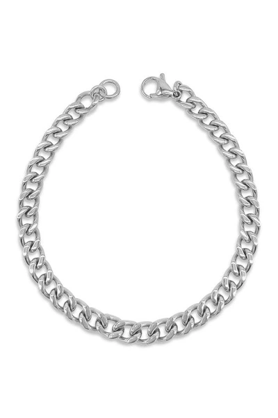 Adornia Rhodium Plated Cuban Chain Bracelet In Silver