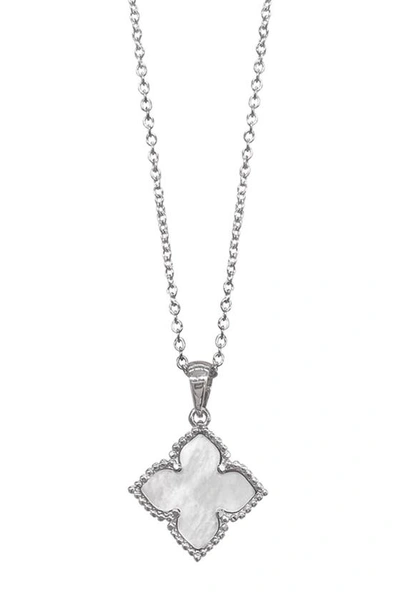 Adornia Flower Mother Of Pearl Necklace In Silver-tone,white