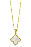 Adornia 14k Yellow Gold Plated Pink Mother Of Pearl Flower Pendant Necklace In White