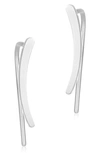 Adornia Rhodium Plated Curved Climber Earrings In Silver
