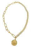 Adornia Water Resistant Mixed Chain Coin Necklace In Yellow