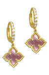 ADORNIA FLORAL DANGLE MOTHER OF PEARL HOOP EARRINGS