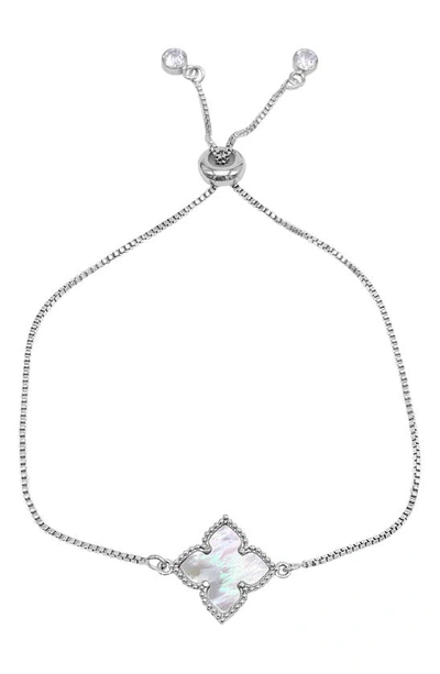 ADORNIA ADORNIA FOUR POINT MOTHER OF PEARL FLOWER BOLO BRACELET