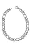 Adornia Rhodium Plated Figaro Chain Bracelet In Silver