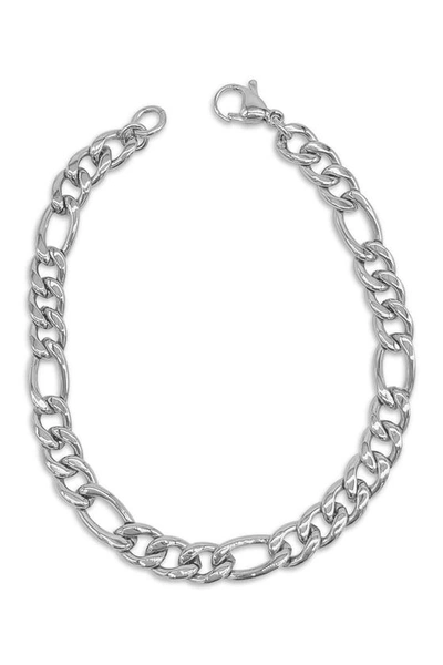 Adornia Rhodium Plated Figaro Chain Bracelet In Silver