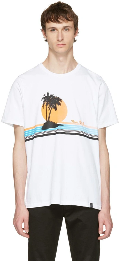 Rag & Bone Vacation Printed Cotton-jersey T-shirt In Bright White