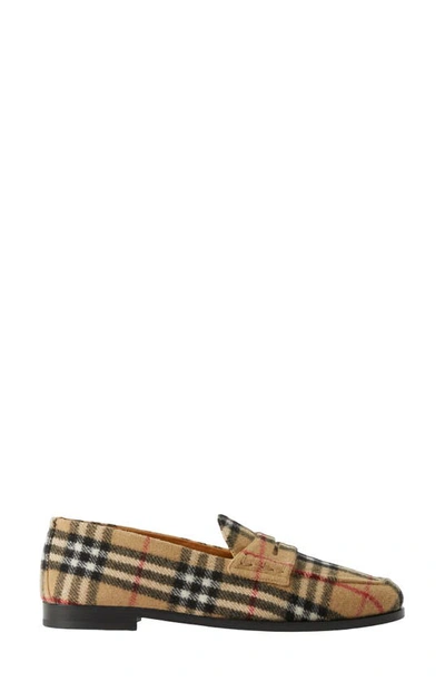 Burberry Hackney Check Penny Loafer In Archive Beige Ip Chk