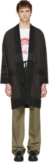 Visvim Black Pinstripe Ruunpe Coat In Charcoal | ModeSens
