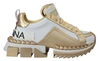 DOLCE & GABBANA DOLCE & GABBANA WHITE AND GOLD SUPER QUEEN LEATHER WOMEN'S SHOES