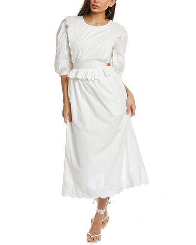 Sea Ny Heidi Heart Quilt Apron Midi Dress In White