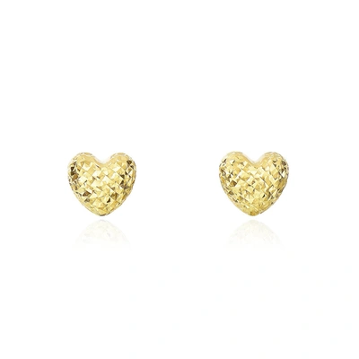 The Lovery Puffy Diamond Cut Heart Stud Earrings In Multi