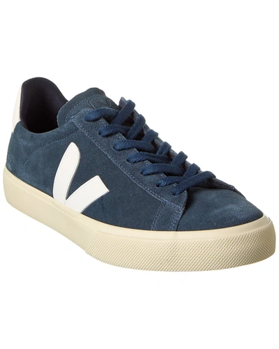 Veja Campo Chromefree Leather Trainer In Blue